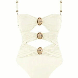 White Sexy Women's Hollow Out Solid Color Daily One-Piece Swimsuit